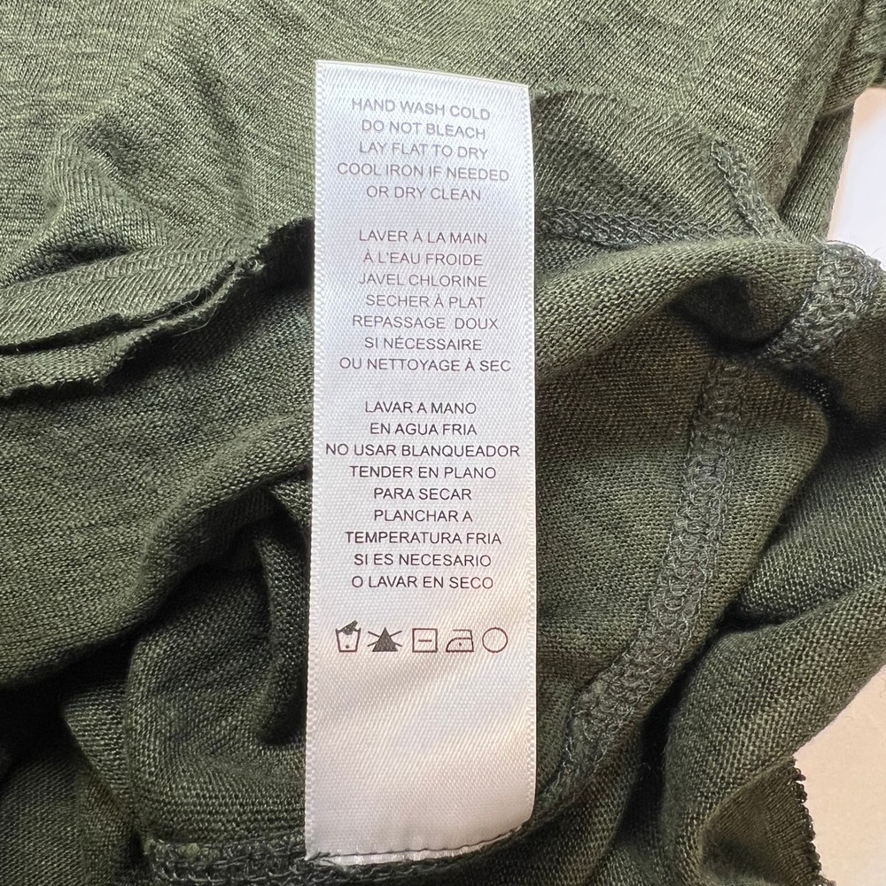 Frame Easy True Organic Linen T-Shirt Women Size Small Olive Green Unhemmed - Picture 5 of 10